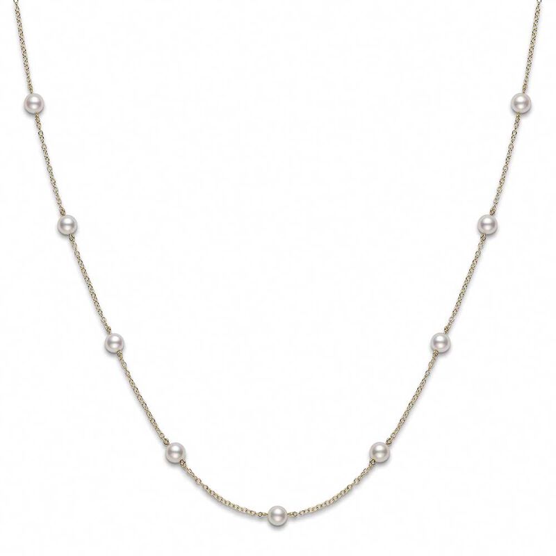 Mikimoto Akoya Cultured Pearl Station Necklace 18K image number 0