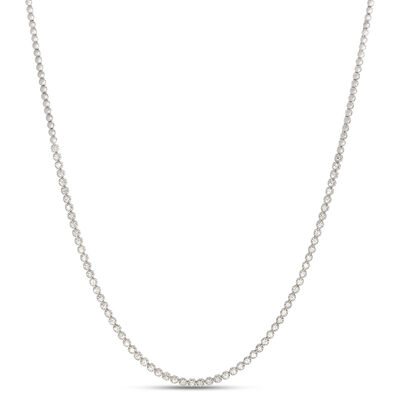 Classic Round Diamond Necklace, 2 Total Carat Weight, 14k White Gold