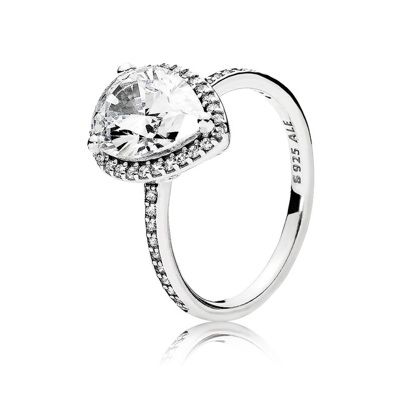 Pandora Sparkling Teardrop Halo CZ Ring image number 0