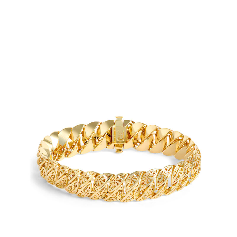 Toscano 7.5-Inch Reversible Lacework Bracelet, 14K Yellow Gold image number 0
