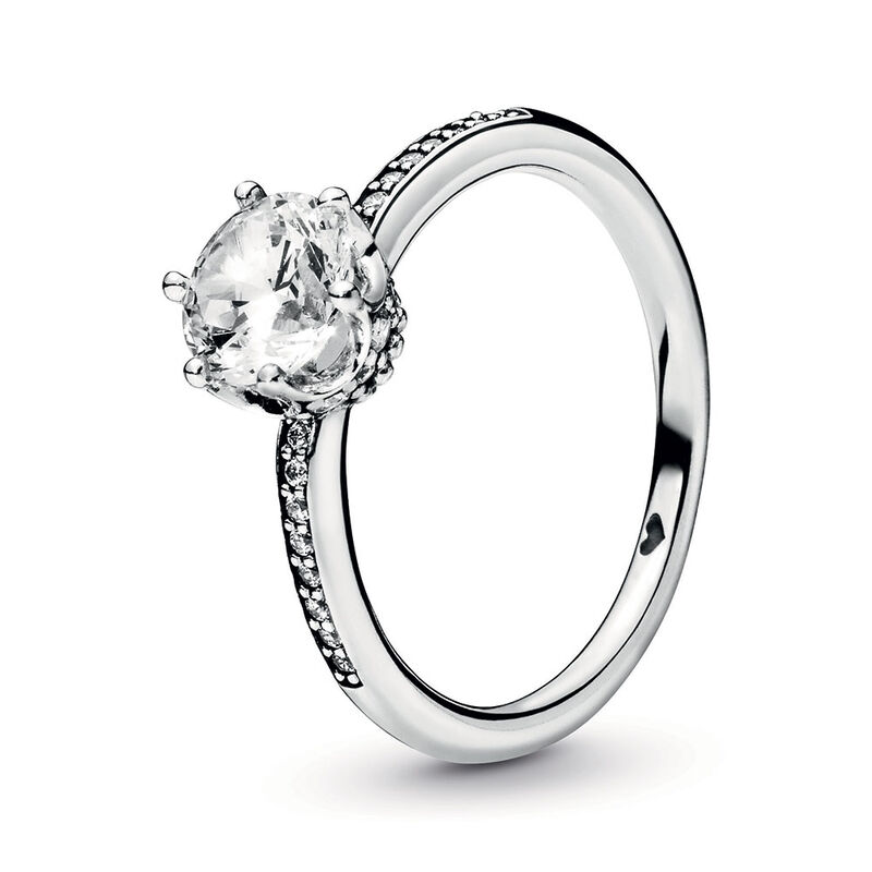 Pandora Clear Sparkling Crown Solitaire CZ Ring image number 0