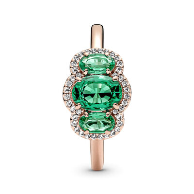 Pandora Green Three-Stone Vintage Crystal & CZ Ring
