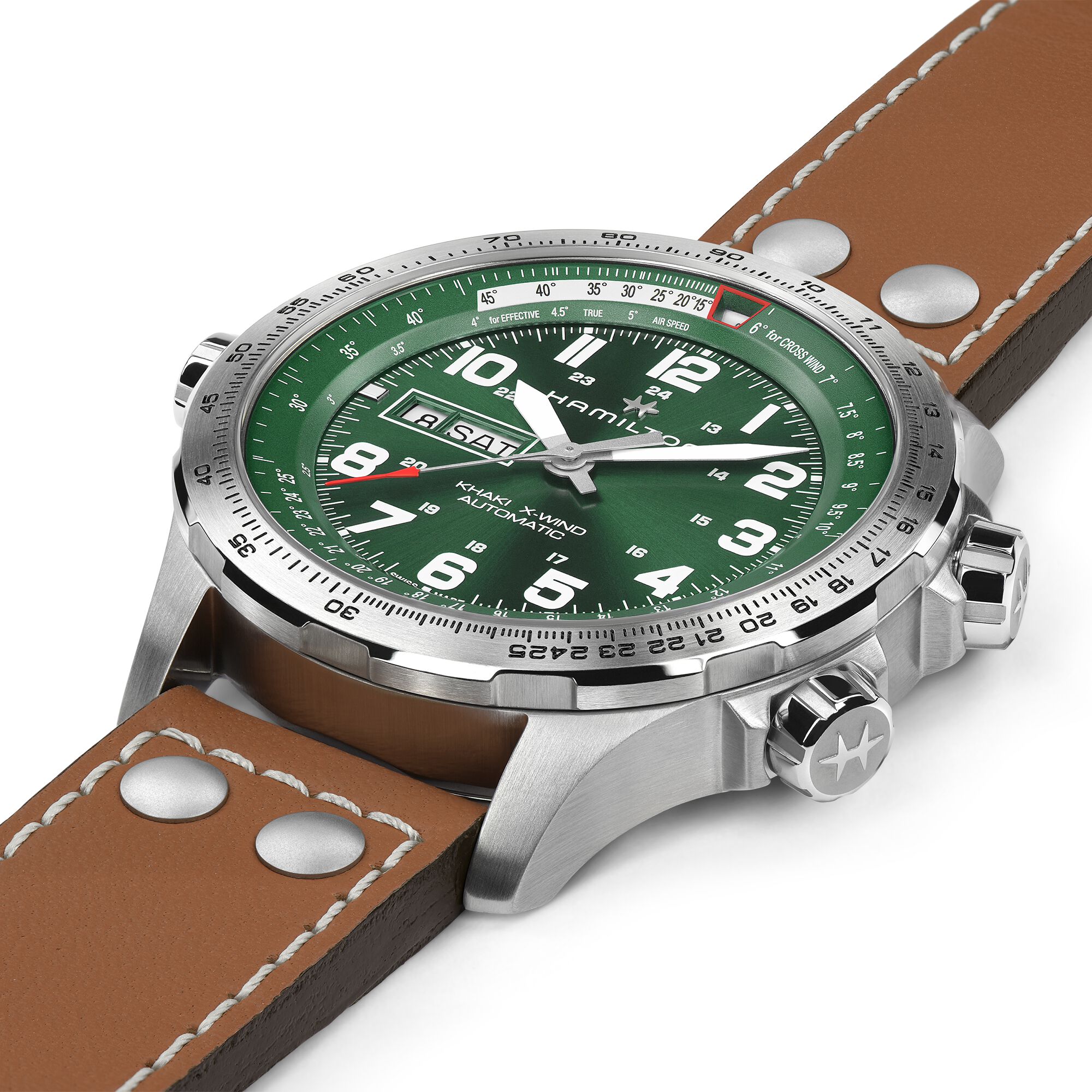 Hamilton Khaki Aviation X-Wind Day Date Auto Green Dial Watch, 45mm