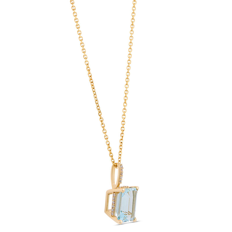 Emerald Cut Aquamarine Necklace, 14K Yellow Gold image number 2