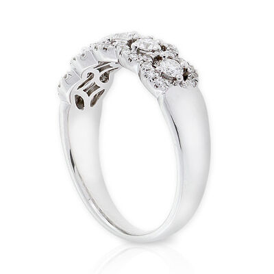 5-Stone Diamond Halo Ring 14K