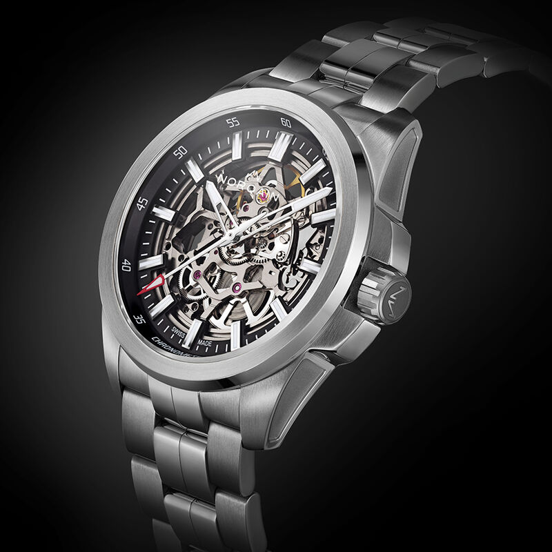 NORQAIN Independence Skeleton Black Dial Watch, 42mm image number 1