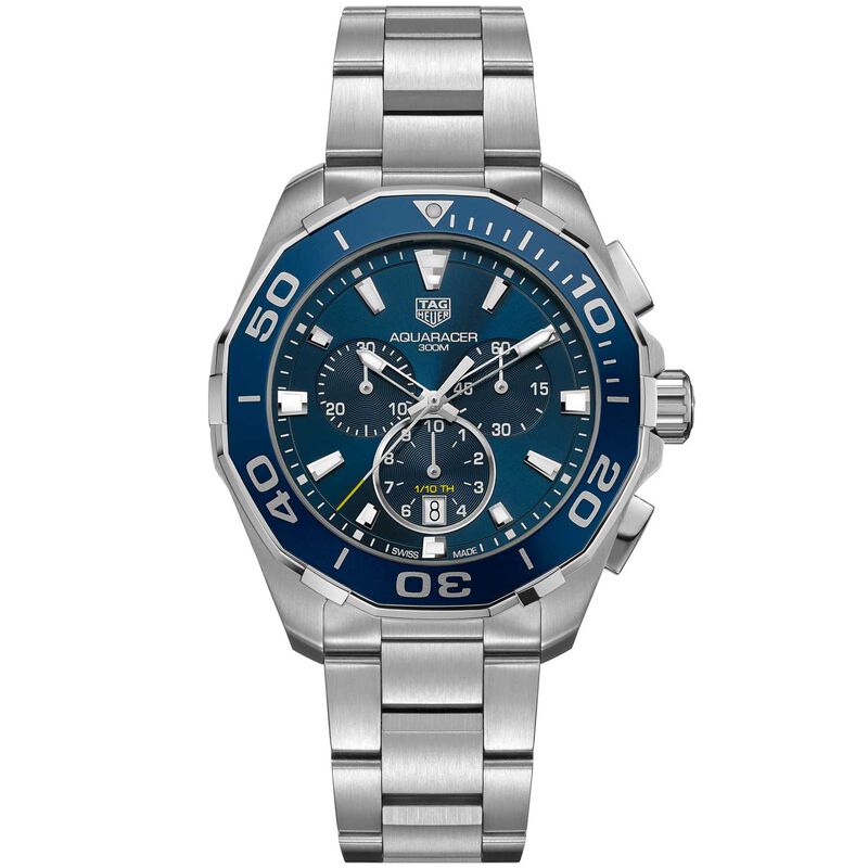 TAG Heuer Aquaracer Quartz Mens Blue Steel Chronograph Watch image number 1