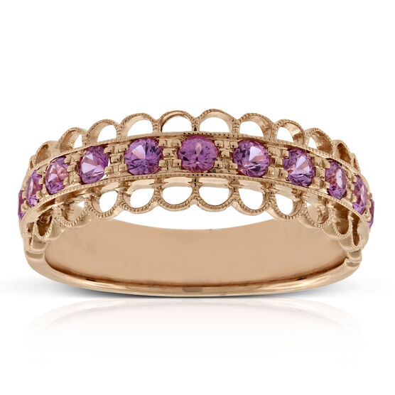 Rose Gold Pink Sapphire Ring 14K