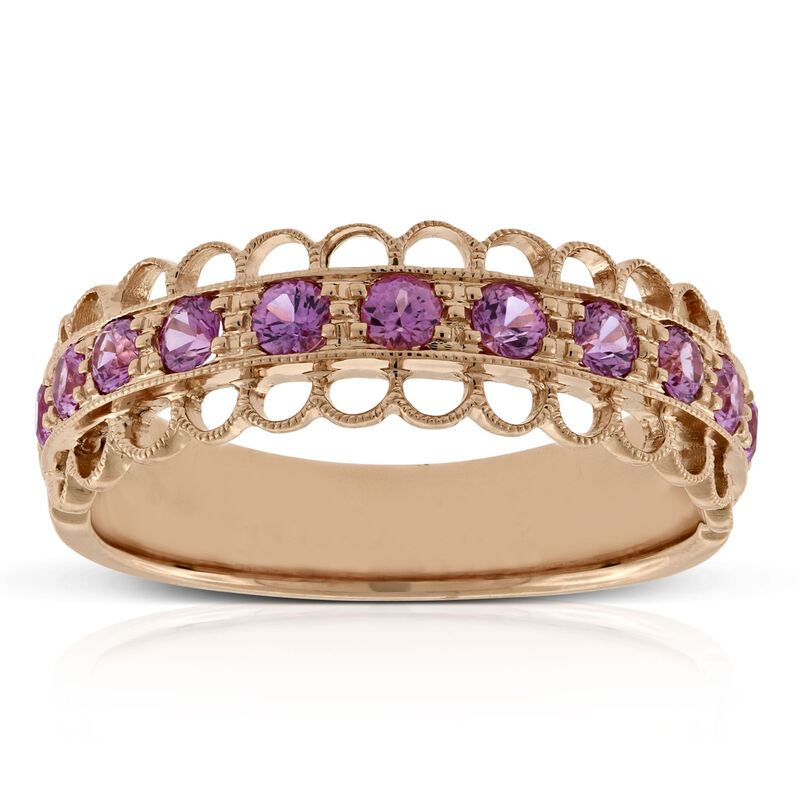 Rose Gold Pink Sapphire Ring 14K image number 1