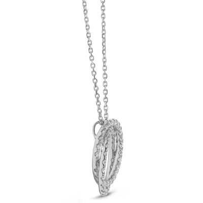 Circle Loop Crossover Diamond Necklace, 18K White Gold
