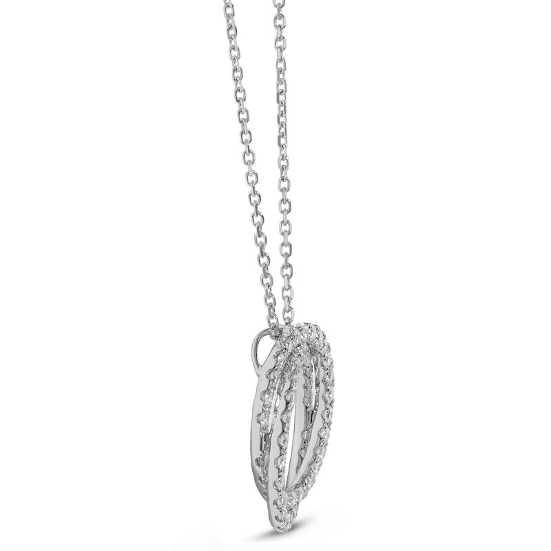 Circle Loop Crossover Diamond Necklace, 18K White Gold image number 1
