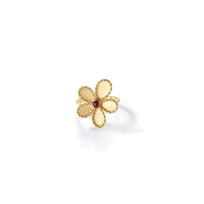 Roberto Coin 18K Yellow Gold Jasmine Gemstone Flower Ring Size 6.5 image number 0