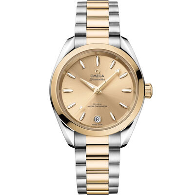 OMEGA Seamaster Aqua Terra Shades Steel ‑ Moonshine&trade; Gold on Steel ‑ Moonshine&trade; Gold Strap Gold Dial Watch, 34mm