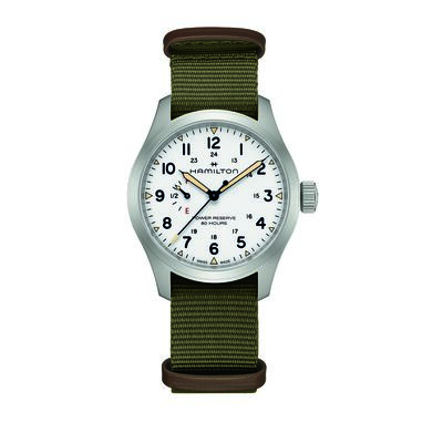 Hamilton Khaki Field Mechanical Power Reserve White Dial Watch, 40mm
