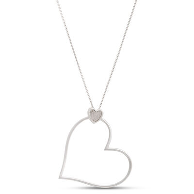 Heart Shaped Diamond Pendant Necklace, &frac12; Carat Total Weight, 14K White Gold