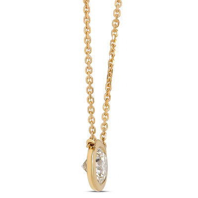 Classic Round Diamond Pendant, &frac12; Carat, 18K Yellow Gold