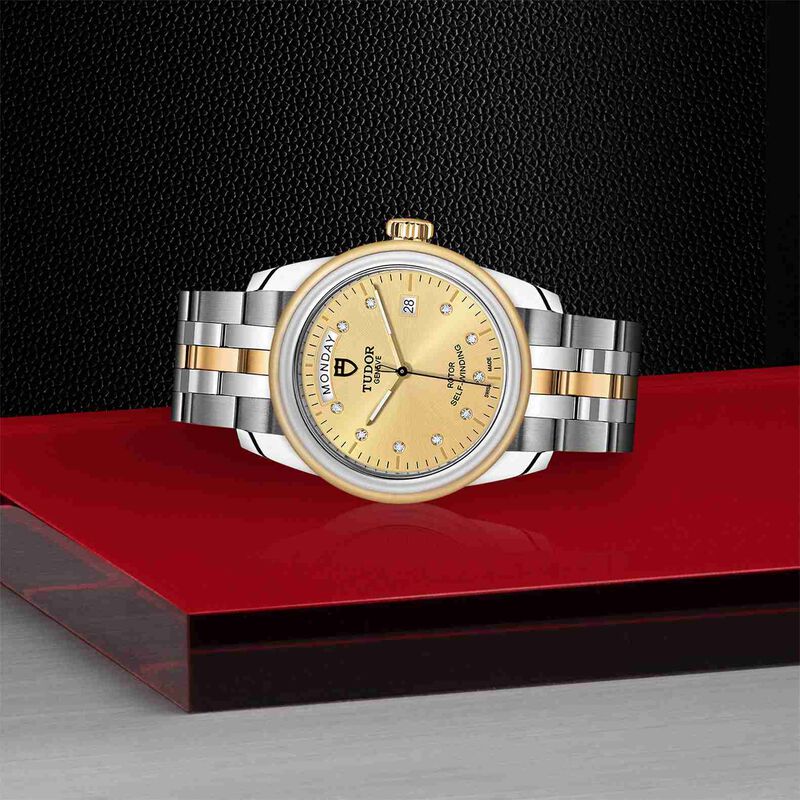 TUDOR Glamour Date+Day Watch Champagne Dial Steel Bracelet, 39mm image number 2