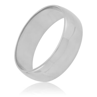 White Gold Polished Rounded 7mm Band 14K