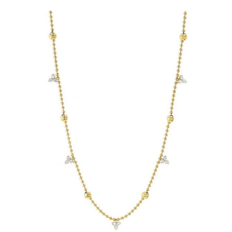 Roberto Coin Love By The Inch 18K Yellow Gold Diamond Station Necklace, 18" image number 0