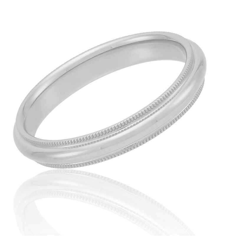 White Gold Polished Milgrain Edge Comfort Fit 3mm Band 14K image number 0