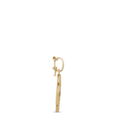 Classic Textured Maltese Cross Charm with Diamonds, 1/10 Carat Total Weight, 14K Yellow Gold