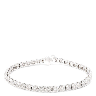 Classic Round Diamond Tennis Bracelet, 8 Carat Total Weight, 14K White Gold