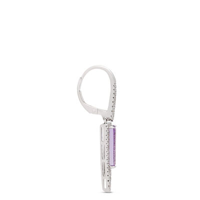Amethyst and Diamond Drop Earrings, 14K White Gold