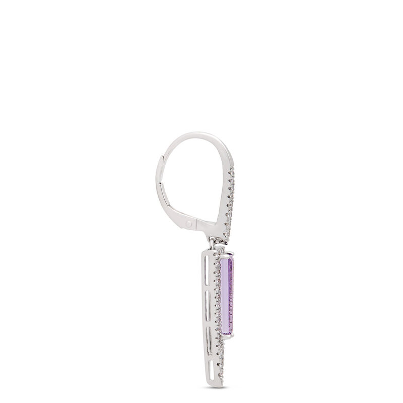 Amethyst and Diamond Drop Earrings, 14K White Gold image number 1