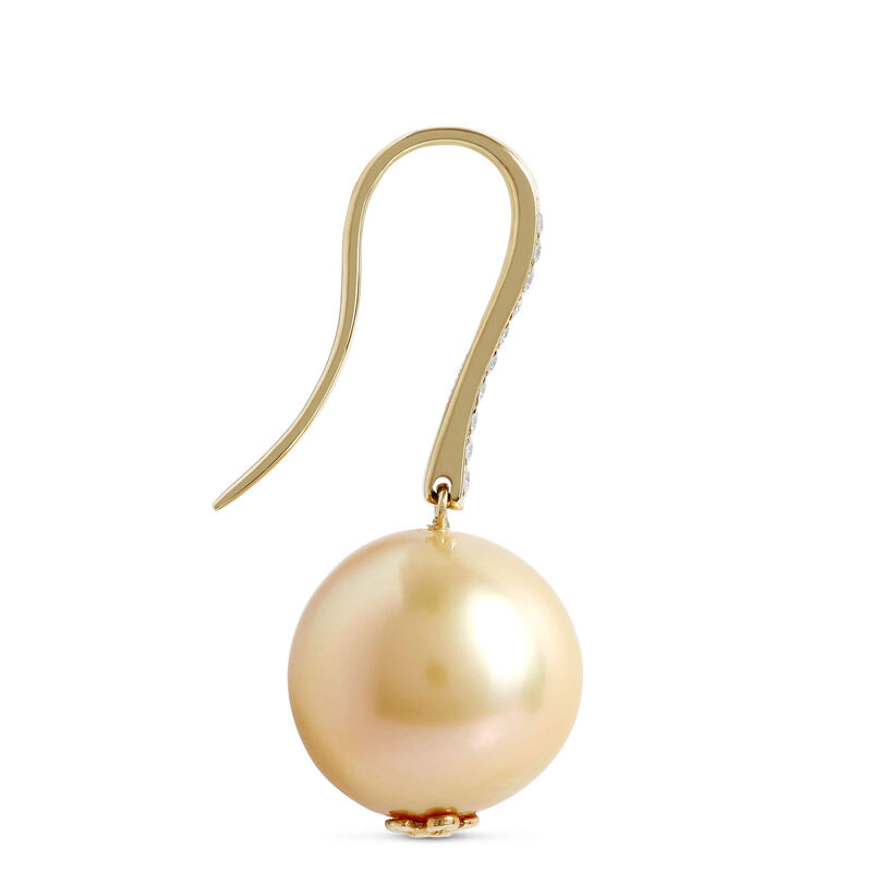Cultured Golden South Sea Pearl Earrings, 14K Yellow Gold image number 1