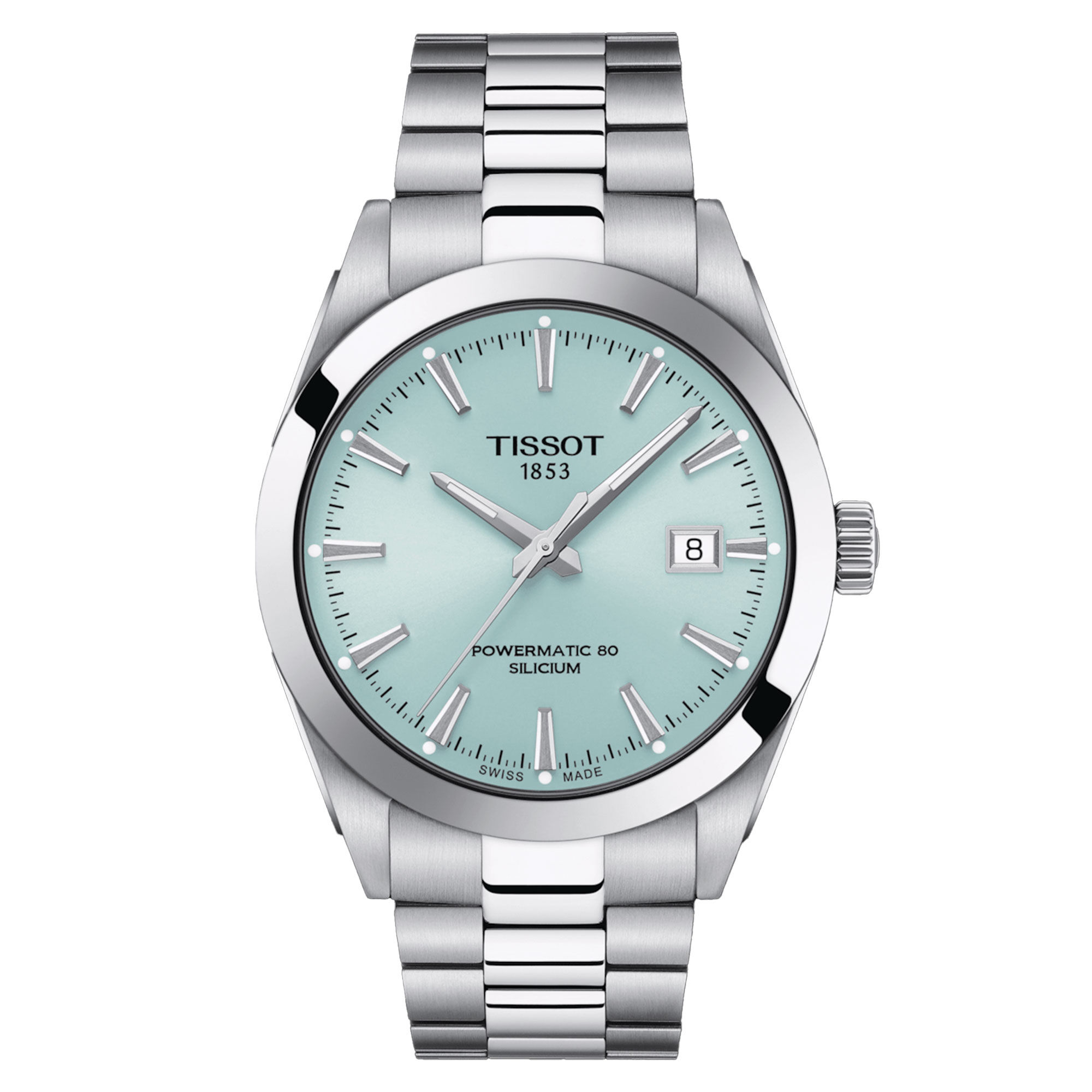 Tissot Gentleman Powermatic 80 Silicium Ice Blue Dial Watch, 40 mm