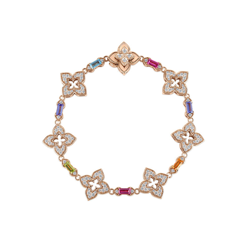 Roberto Coin 18K Rose Gold Venetian Princess Carnival Pave Diamond And Mixed Baguette Flower Bracelet image number 0