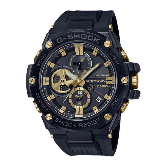 G-Shock G-Steel Black & Gold IP Connected Solar Watch, 58.1mm