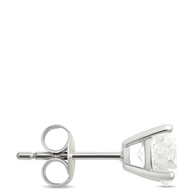 Classic Round Diamond Studs, 2 Carat, in 14K White Gold