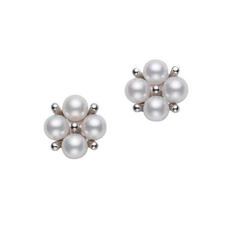 Mikimoto Akoya Cultured Pearl Cluster Earrings 18K image number 0