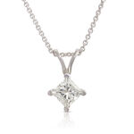 Princess Cut Diamond Solitaire Necklace 14K, 1/2 ct.