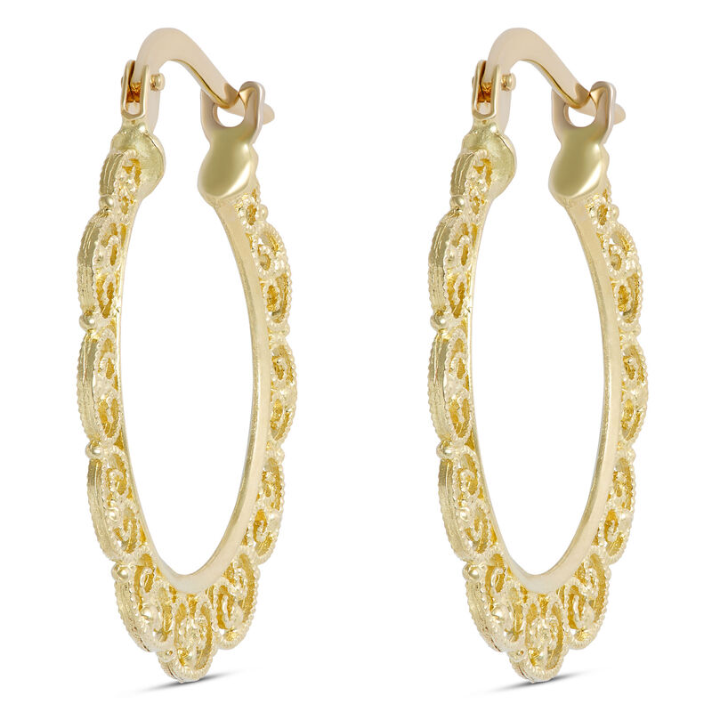 Filigree Hoops, 14K Yellow Gold image number 0
