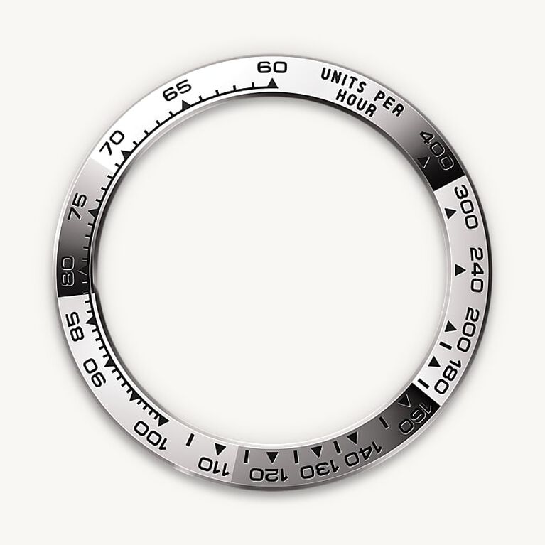rolex cosmograph daytona in 18 ct white gold, m126509-0001 - the tachymetric scale - ben bridge