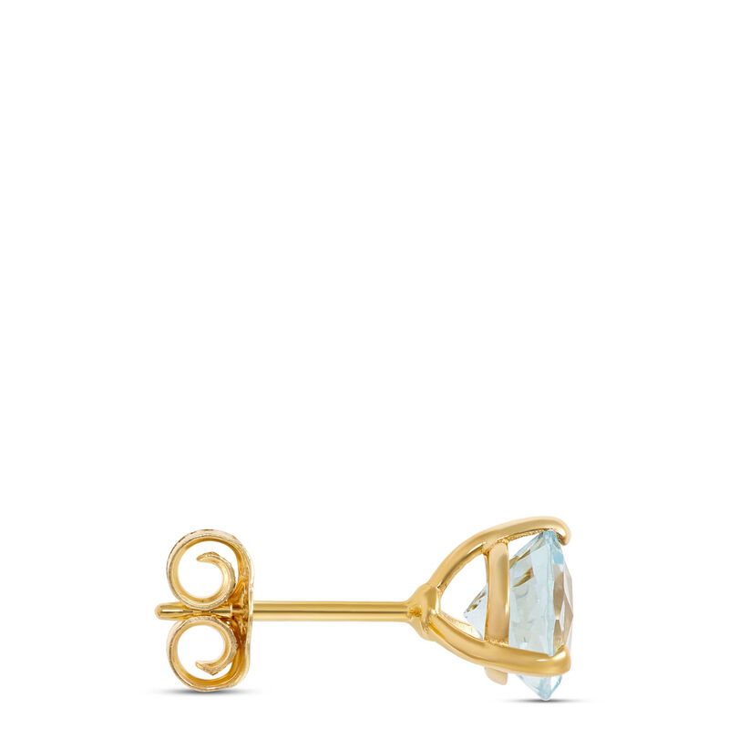 Classic Round Aquamarine Studs, 14K Yellow Gold image number 1