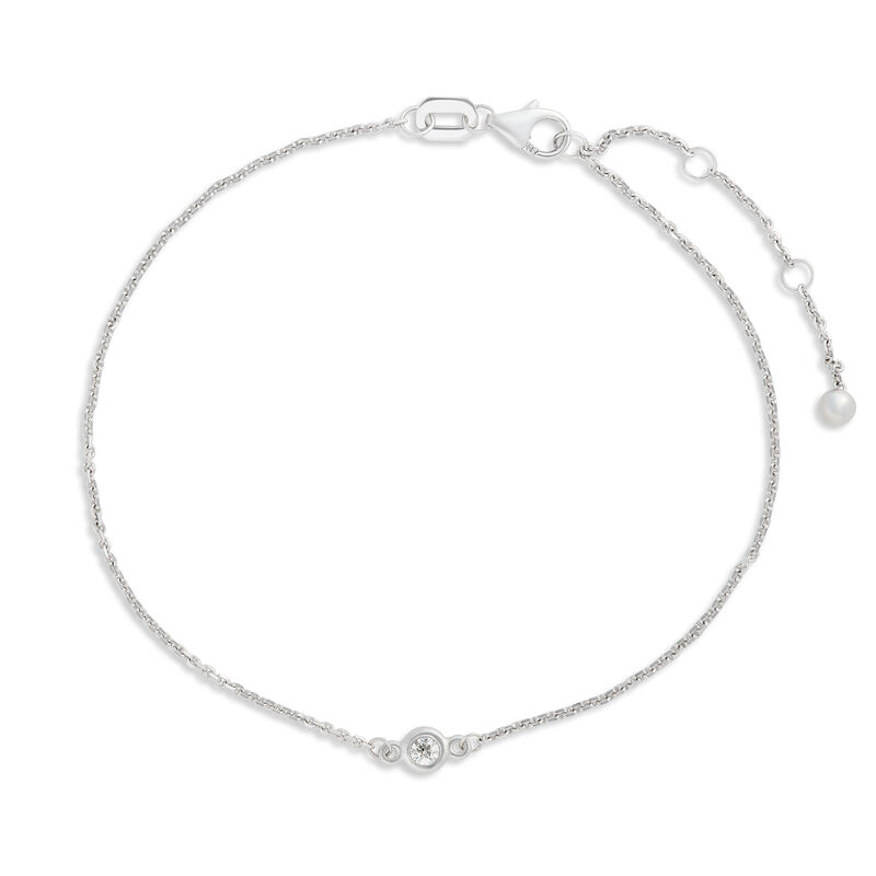 Solitaire Diamond Bracelet, Bezel Setting, 14K White Gold image number 0
