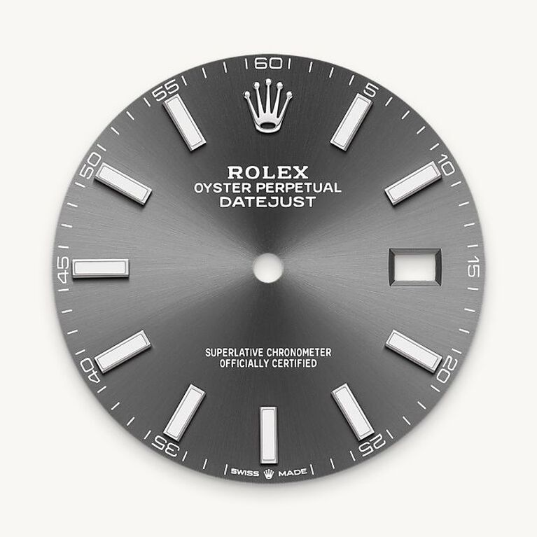 rolex datejust in white rolesor - combination of oystersteel and white gold, m126334-0014 - slate dial - ben bridge