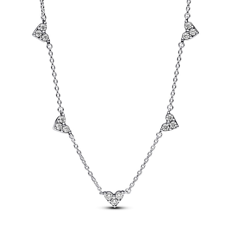 Pandora Triple Stone Heart Station Chain Necklace image number 0