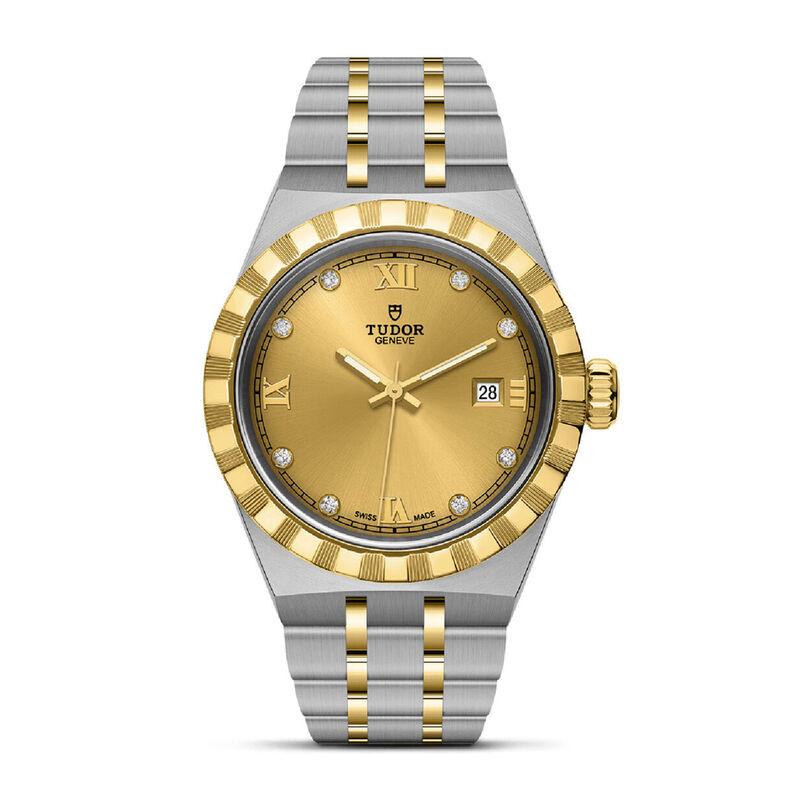 TUDOR Royal Watch Steel Case Champagne Dial Steel and Gold Bracelet, 28mm image number 0