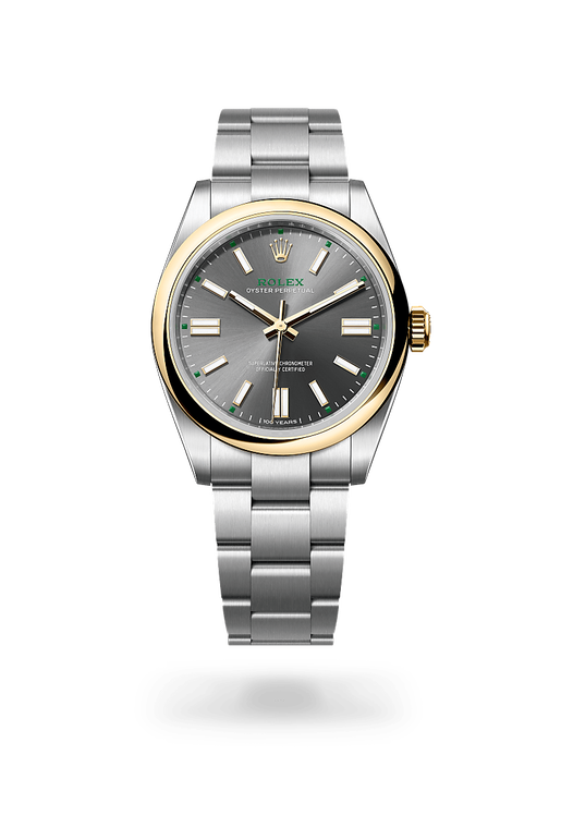 rolex oyster perpetual in yellow rolesor - combination of oystersteel and yellow gold, m134303-0001 - ben bridge