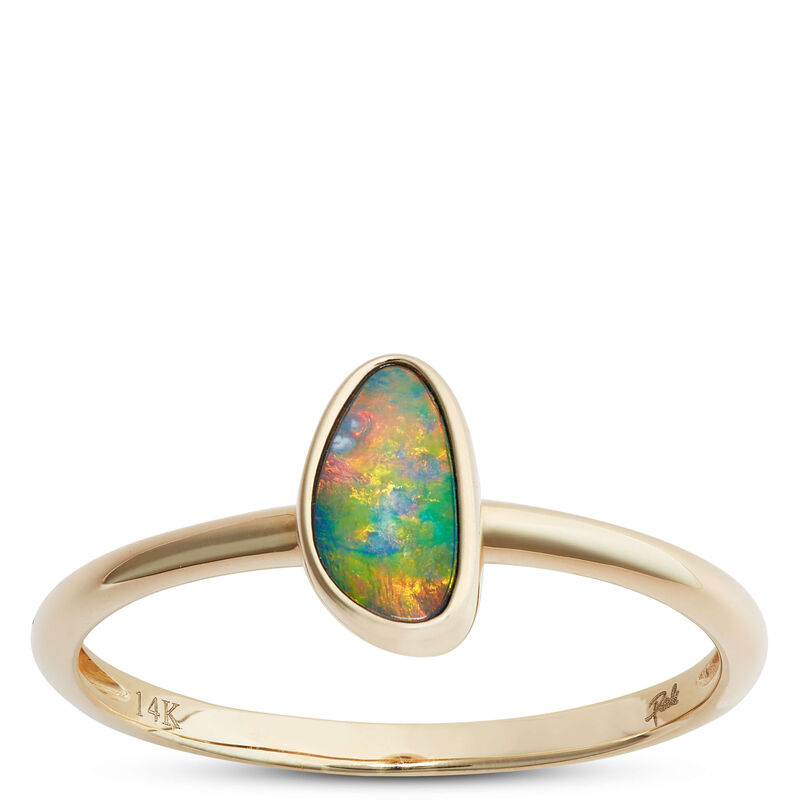 Opal Smooth Shank Size 7 Ring, 14K Yellow Gold image number 0