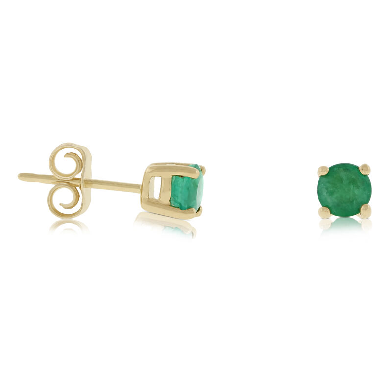 Emerald Stud Earrings, 14K Yellow Gold image number 0