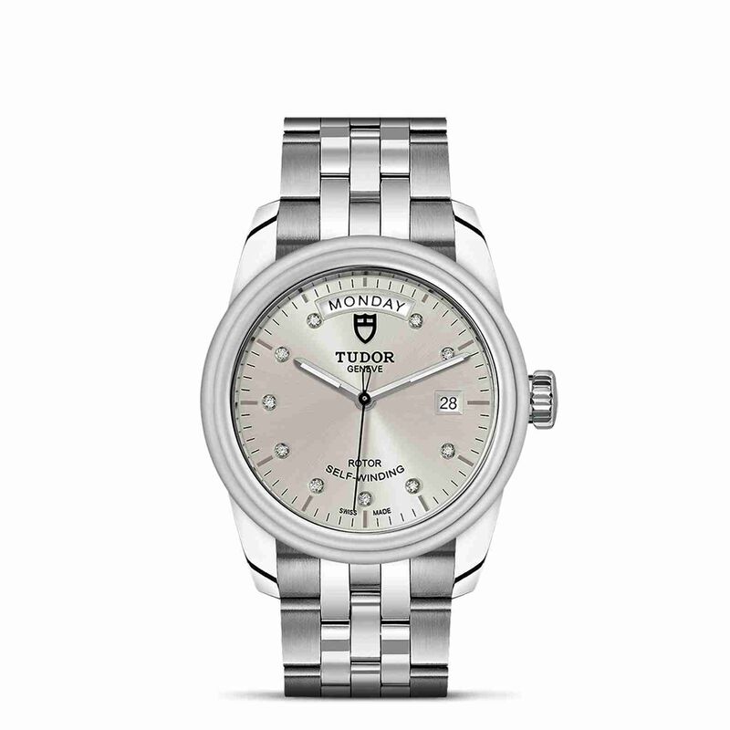 TUDOR Glamour Date+Day Watch Silver Dial Steel Bracelet, 39mm image number 1