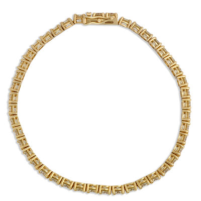 Classic Round Diamond Tennis Bracelet, 9 Carat Total Weight, 14K Yellow Gold