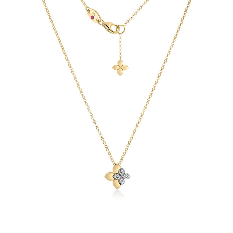 Roberto Coin 18K Yellow Gold Love In Verona Diamond Flower Necklace image number 0