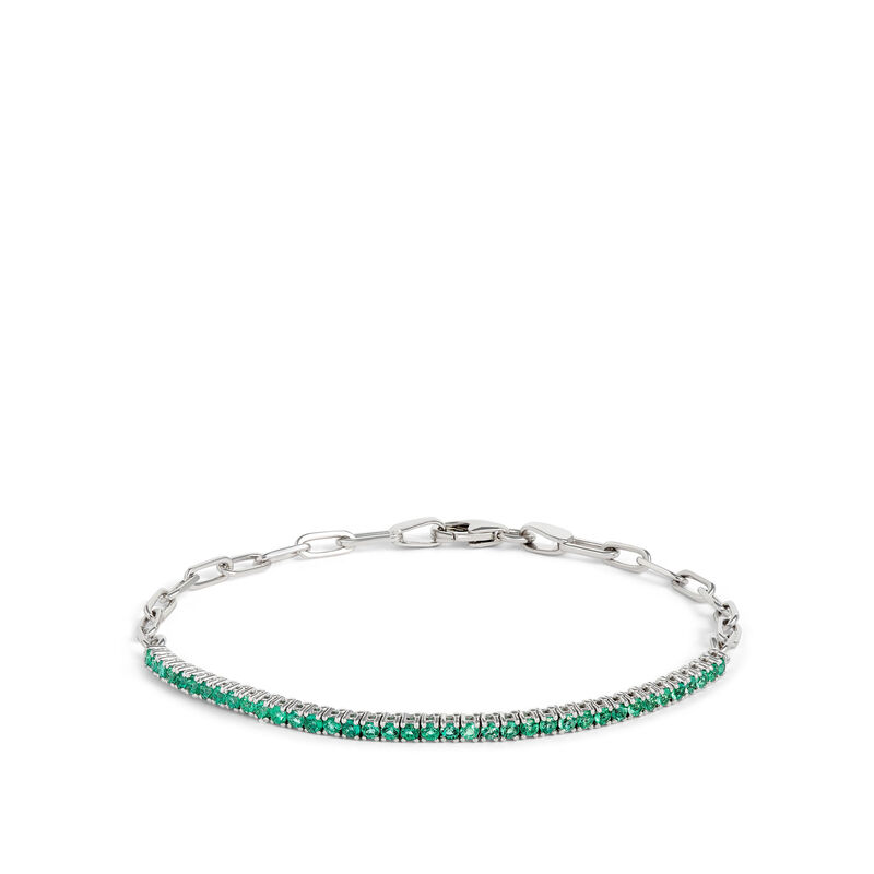 7.5-Inch Emerald Bracelet, 14K White Gold image number 0