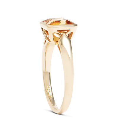 Octagon Citrine Ring, 14K Yellow Gold